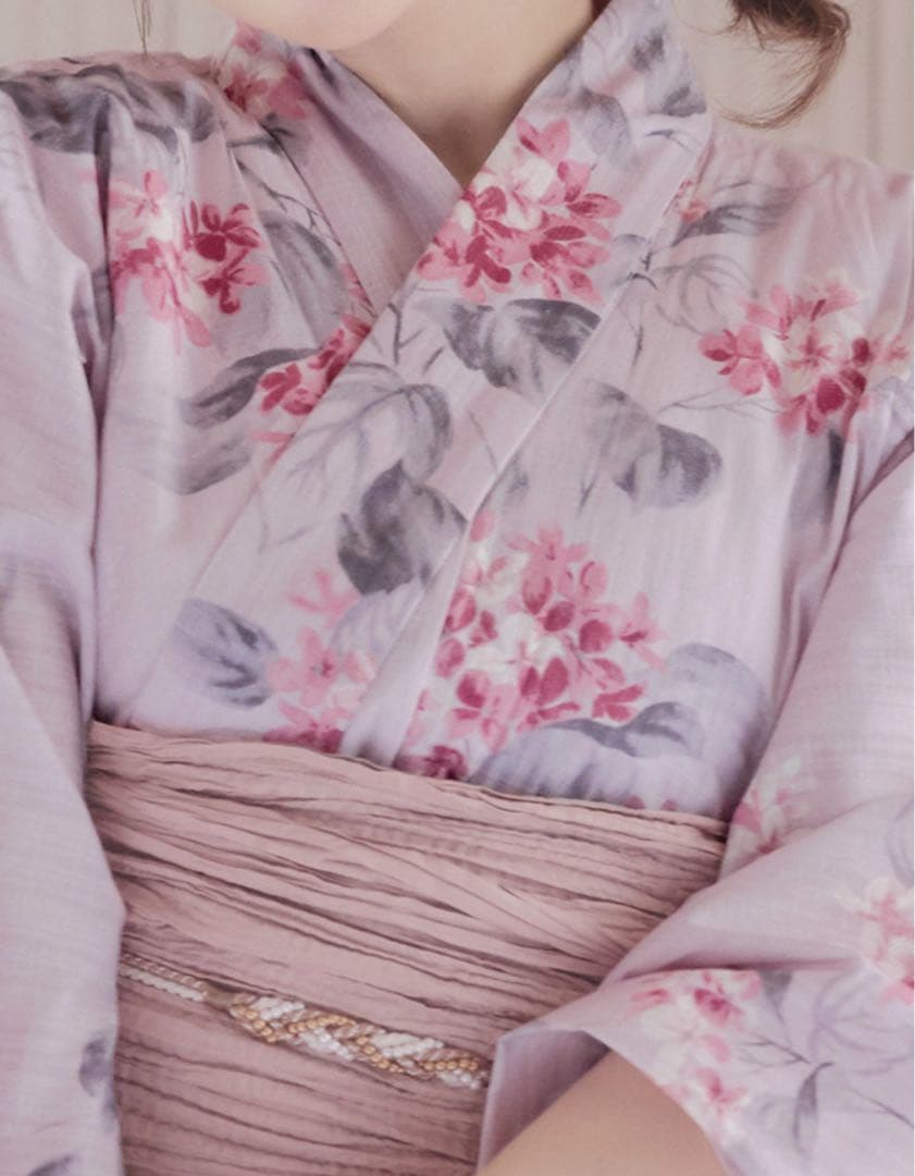 【売切れ商品】ピンク紫陽花浴衣【浴衣3点セット 浴衣/帯/下駄】sugar