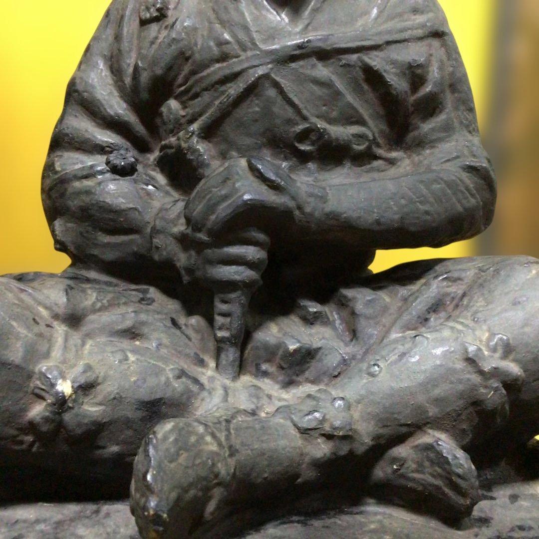 彫刻座像　楠木正成　作家物　武将　武士　武者　置物　希少