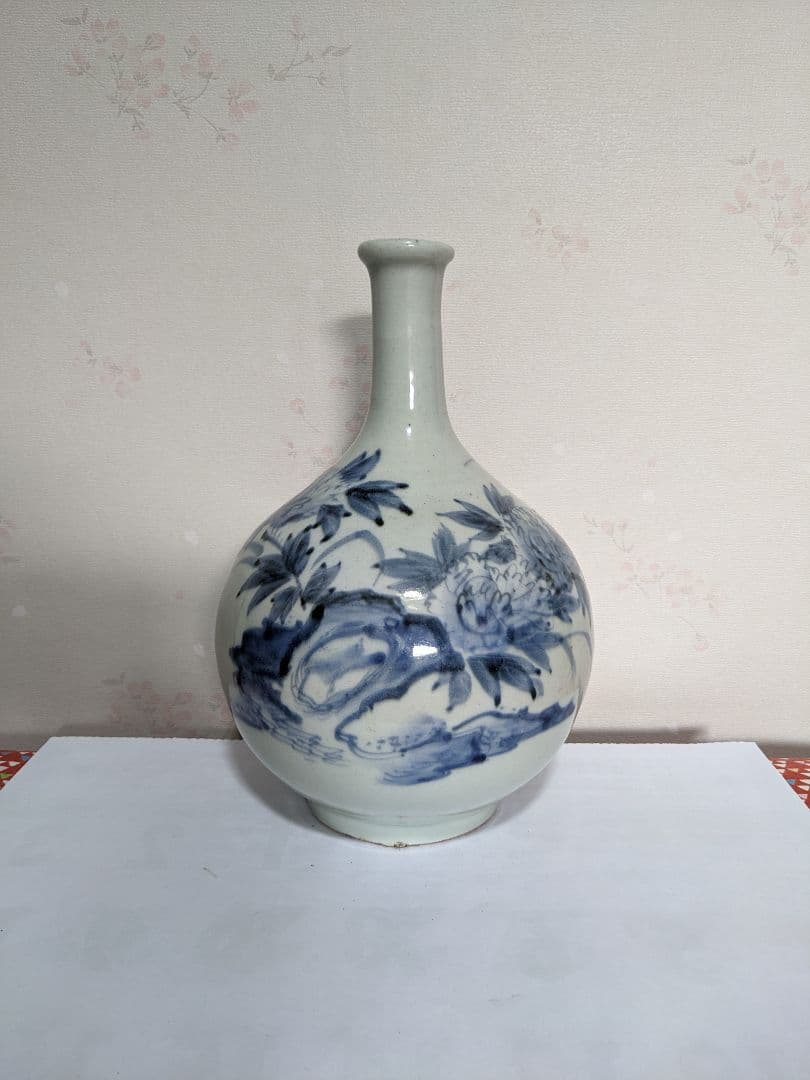 ♦江戸時代中期 古伊万里 染付花鳥文様 徳利 瓶 コレクション骨董品アンティーク