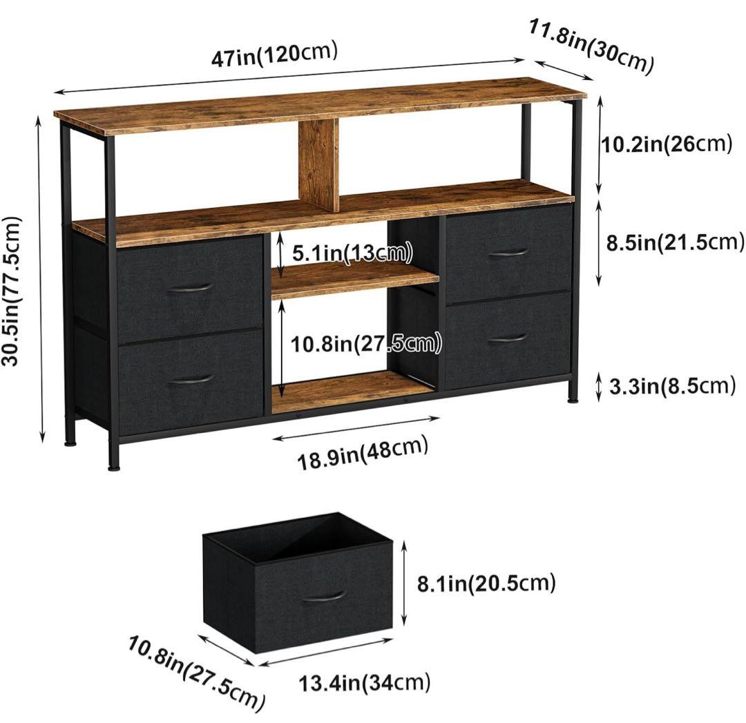 テレビ台 ハイタイプ 幅120cm 収納棚付き テレビボード 引き出し付き