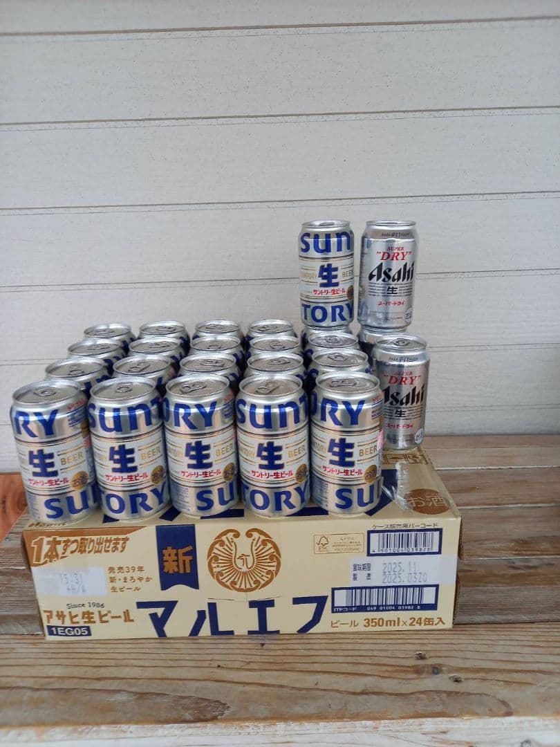 マルエフ350m１ケース　サントリー生350m２１本　スーパドライ350m３本