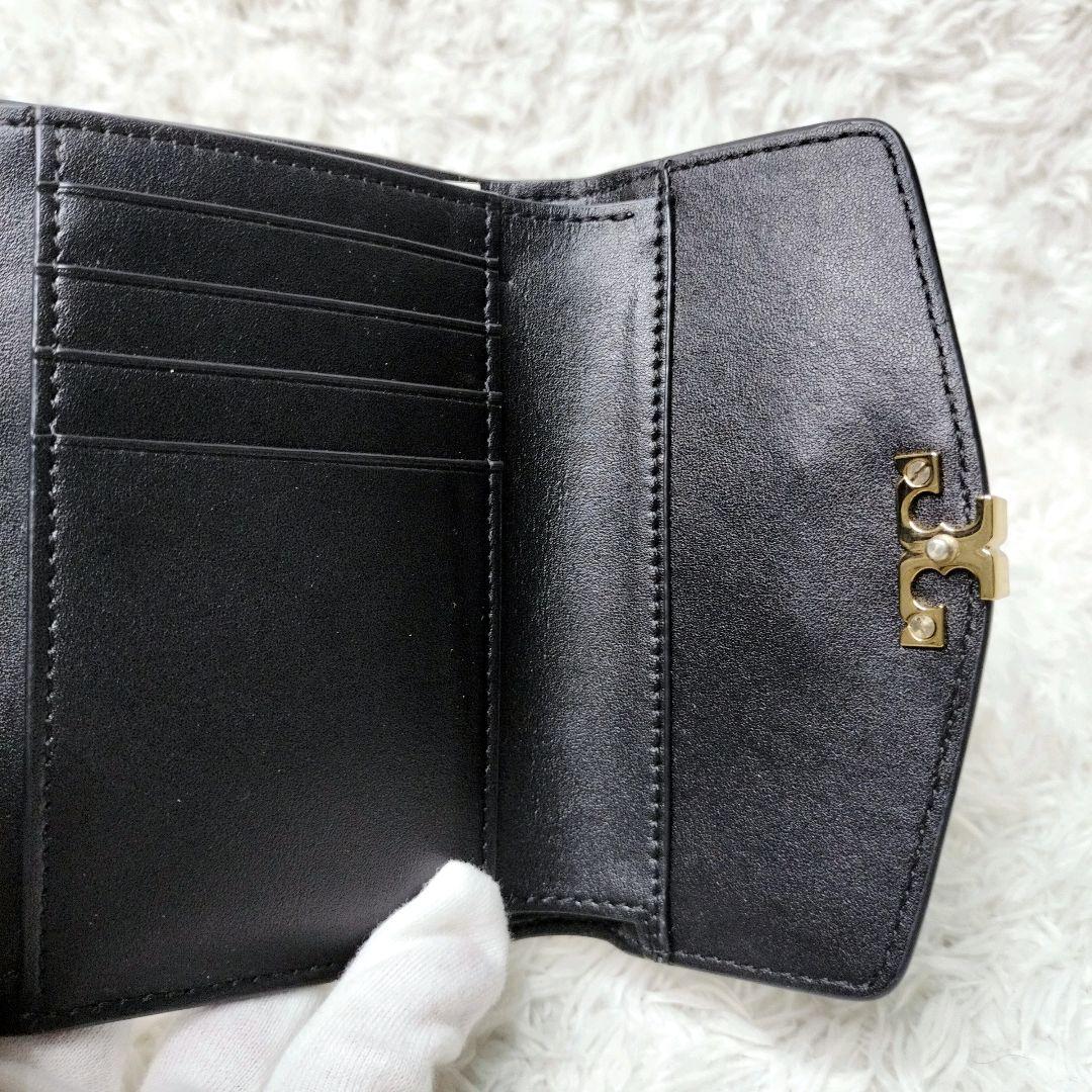 【美品✨】トリーバーチ　3つ折り財布　コンパクトウォレット　金ロゴ　レザー