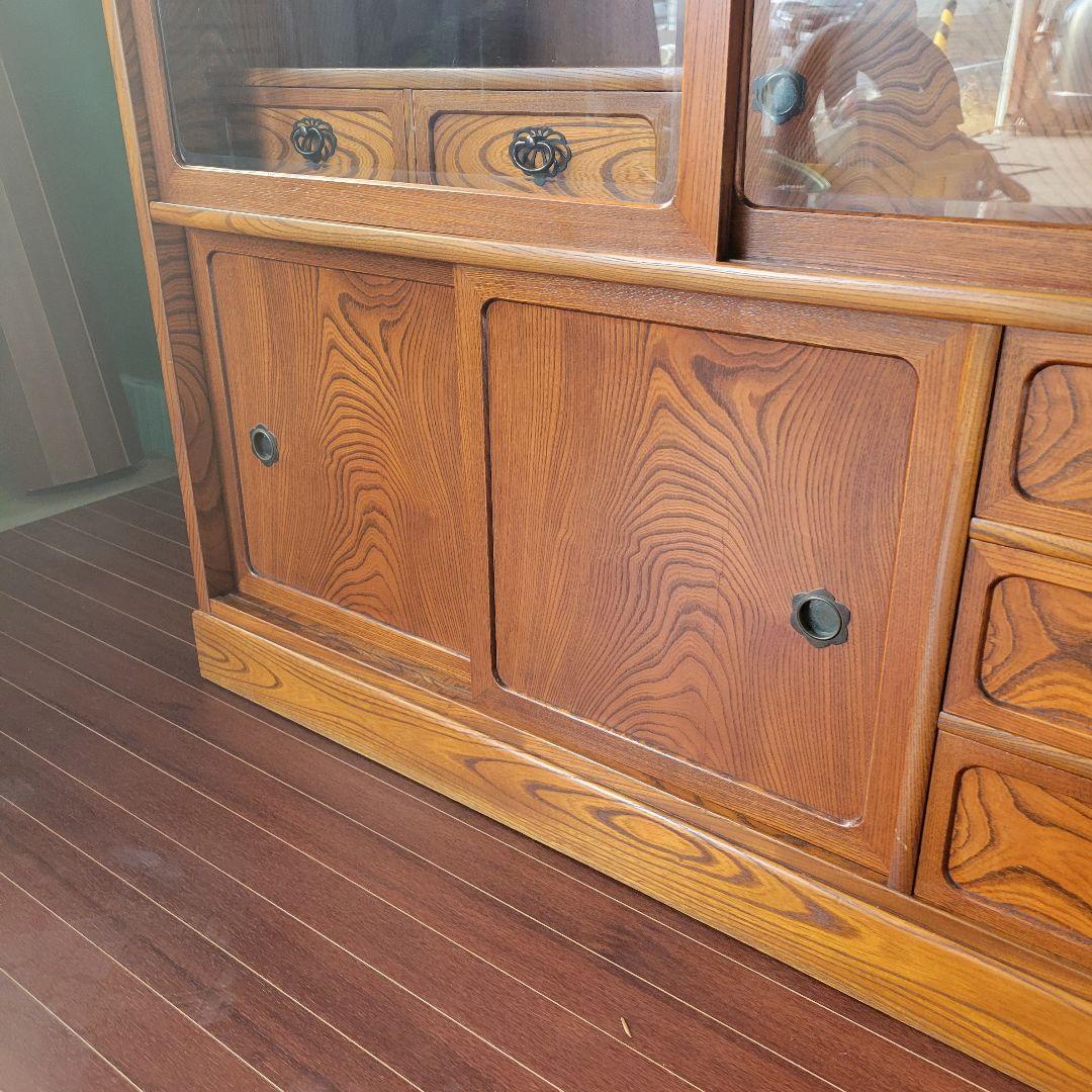 昭和レトロ 茶箪笥 水屋箪笥 ガラス戸収納棚 和家具 ヴィンテージ 店舗什器