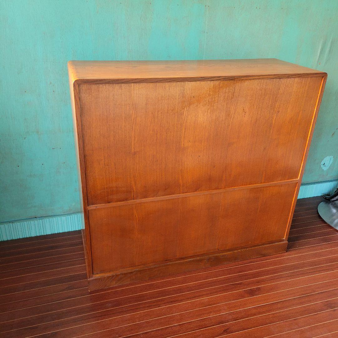 昭和レトロ 茶箪笥 水屋箪笥 ガラス戸収納棚 和家具 ヴィンテージ 店舗什器