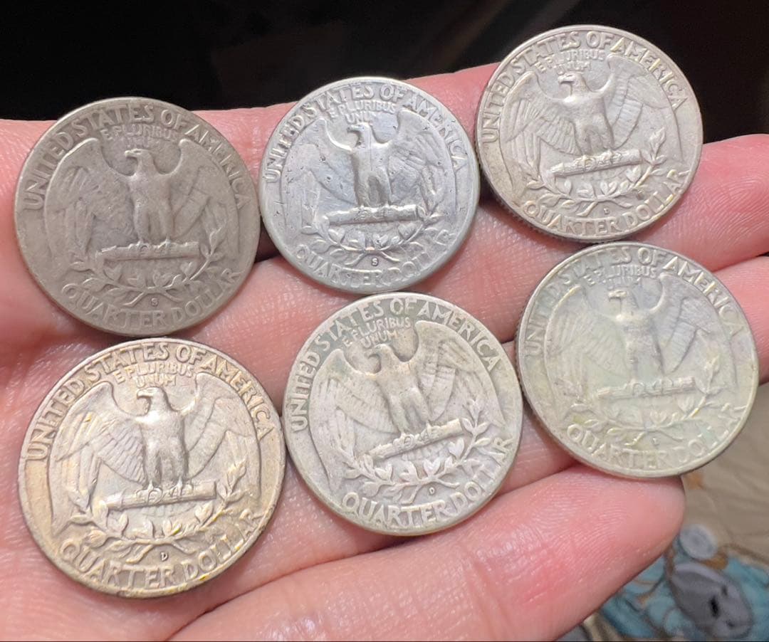 アメリカ　USA 25セント　銀貨　おまとめ6枚　美品　まとめ買い大歓迎