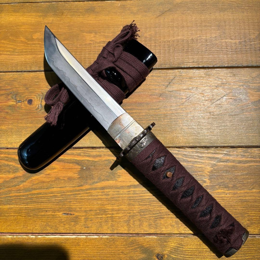 日本刀残欠クラフトナイフNo.64 最上大業物 長曽祢虎徹興里 茶黒拵