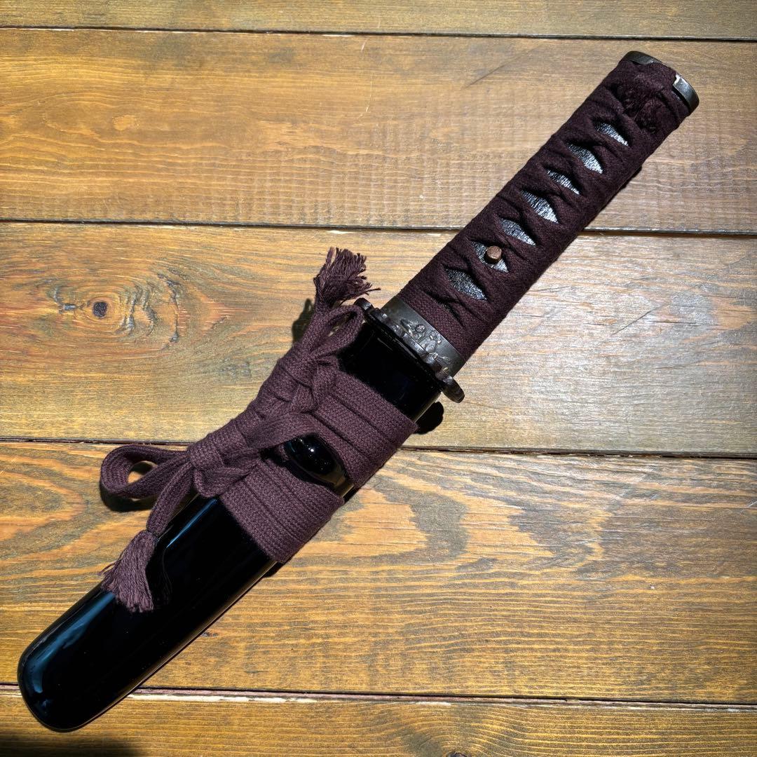 日本刀残欠クラフトナイフNo.64 最上大業物 長曽祢虎徹興里 茶黒拵