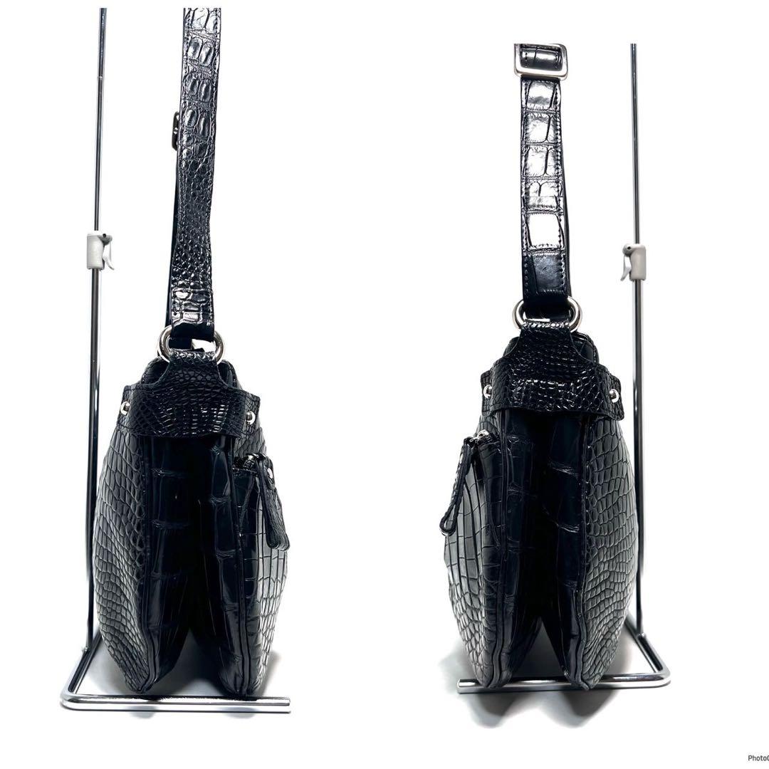 【美品】JRA認定品 日本製/クロコダイルレザー/マットクロコ/ショルダーバッグ