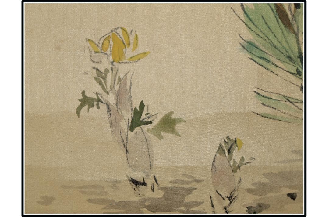 時代の掛軸　山水図肉筆保証　蔵整理不用品処理3　日本 X1042C15-1