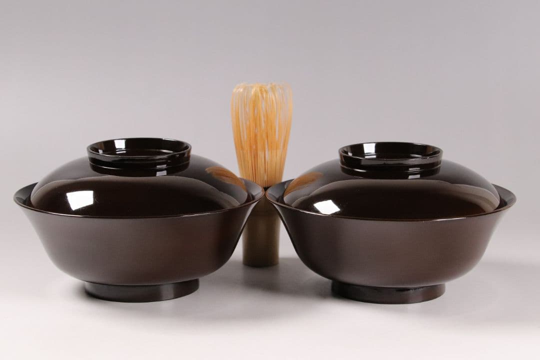 M873 時代 木製漆器 輪島塗 蝶金蒔絵 黒塗椀 二客 天然木 梨地