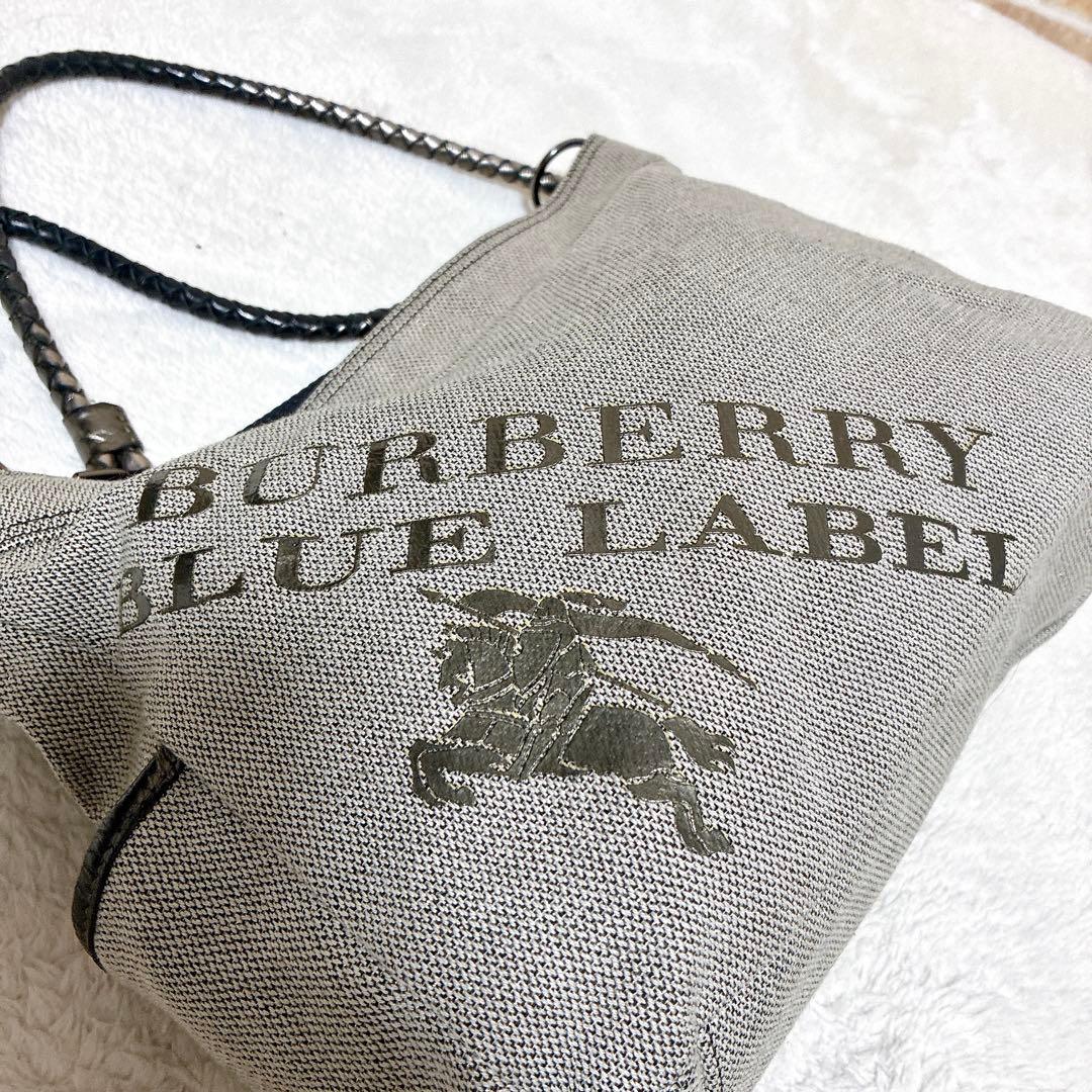 良品　バーバリーブルーレーベル ホースロゴ ショルダーバッグ 編み込み