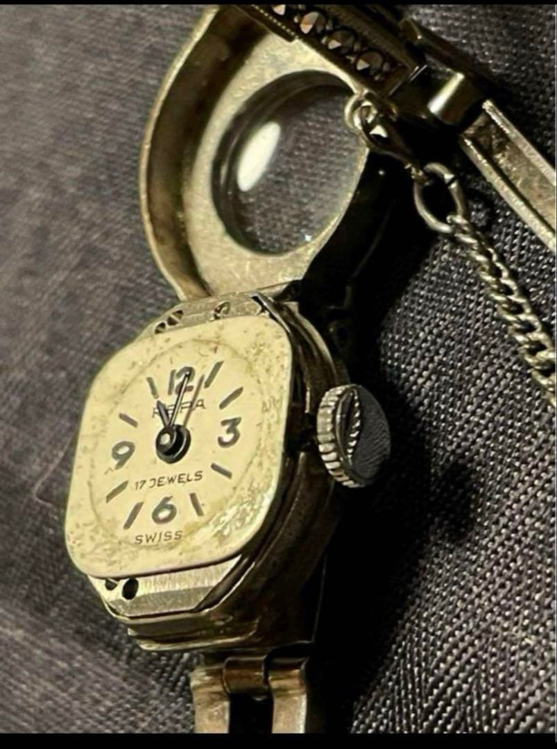 処分❗️アンティーク　シルバー９２５　マーカサイト　婦人用　時計　長期保存品