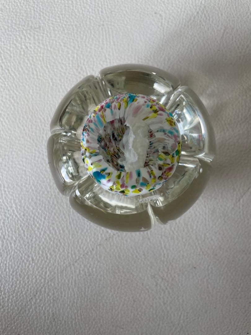 ムラノガラス ベネチアンガラス ペーパーウエイト 文鎮 ミルフィオリ 花柄カット