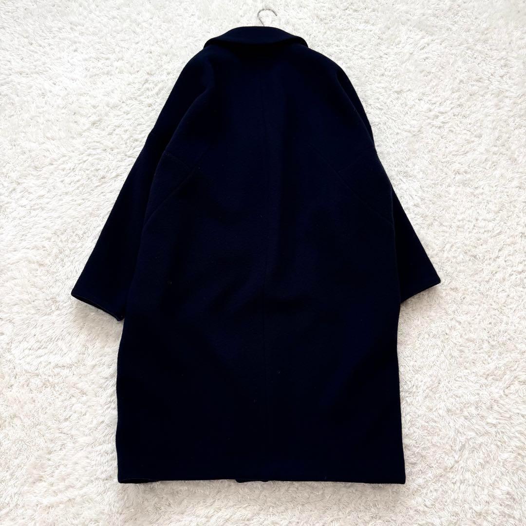 エンフォルド トップリバーチェスターコート ロング ウール ダークネイビー 36