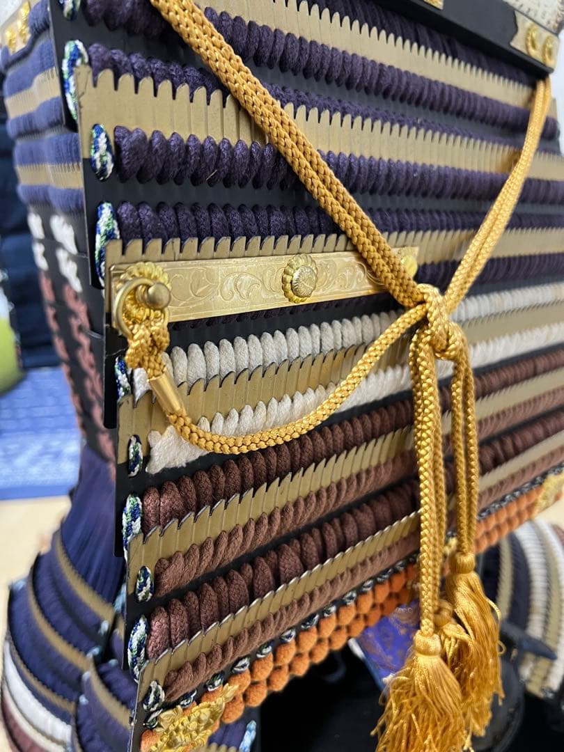 【未使用・保管品】等身大 甲冑 具足 黒胴当世素掛 紺・白・茶 甲冑工房丸武