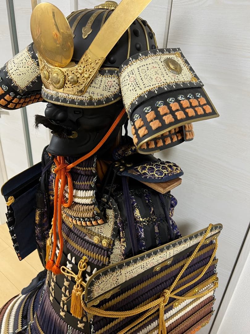 【未使用・保管品】等身大 甲冑 具足 黒胴当世素掛 紺・白・茶 甲冑工房丸武