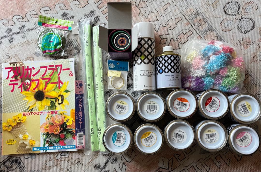 アメリカンフラワー　クラフト素材セット（ディップ液・ストレンスナー・うすめ液)