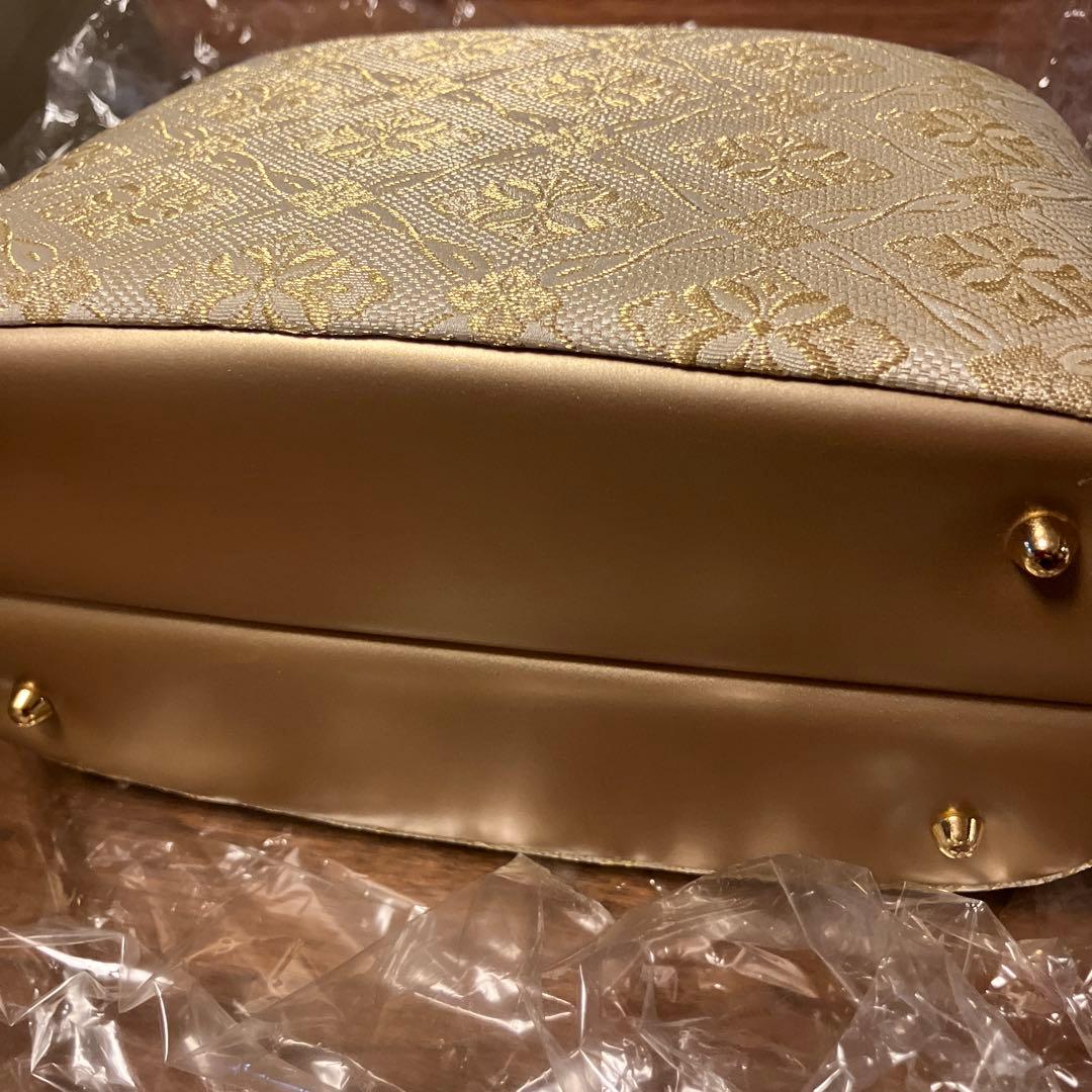 Pearltone ゴールド 和装用バッグ草履セット　紗織