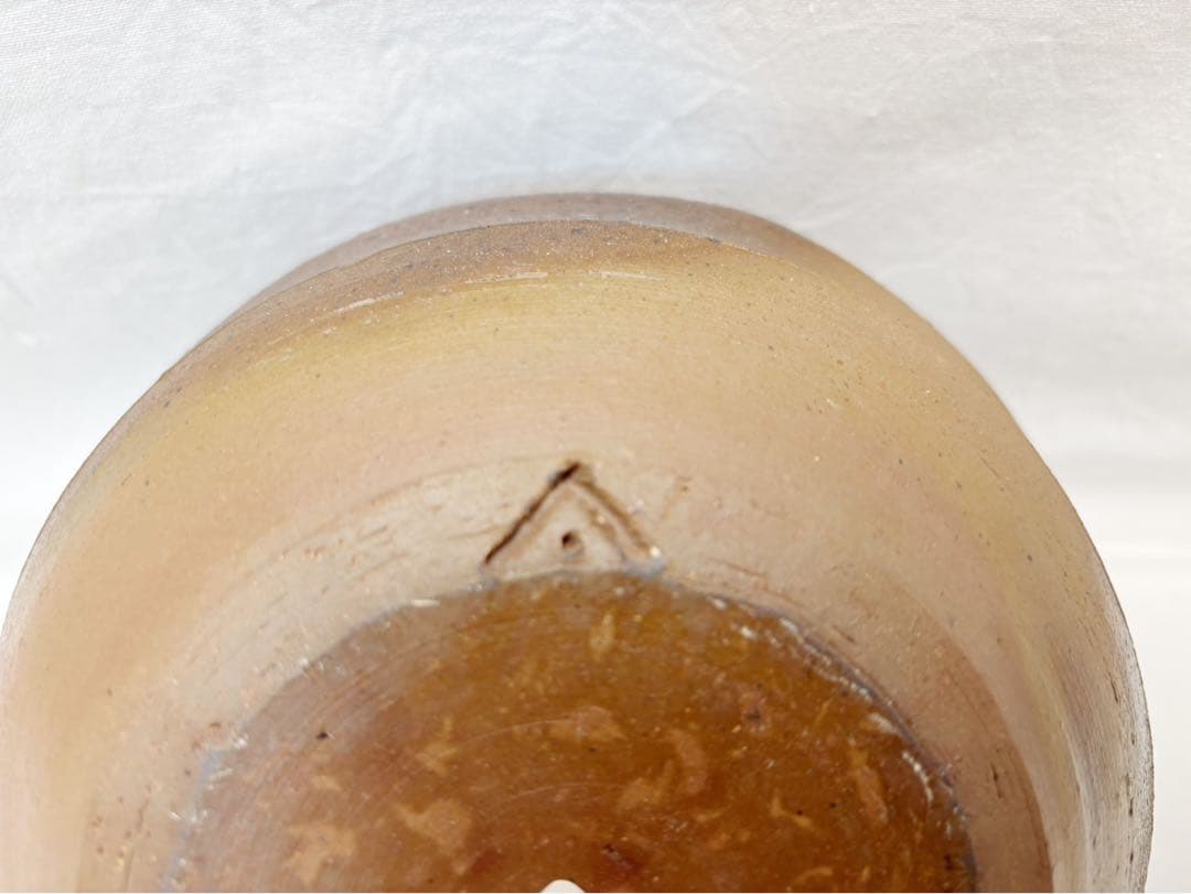 未使用 茶道具 小山岑一造 花ノ木窯 芋頭 備前焼 水指 水差し 陶印 栞 共箱