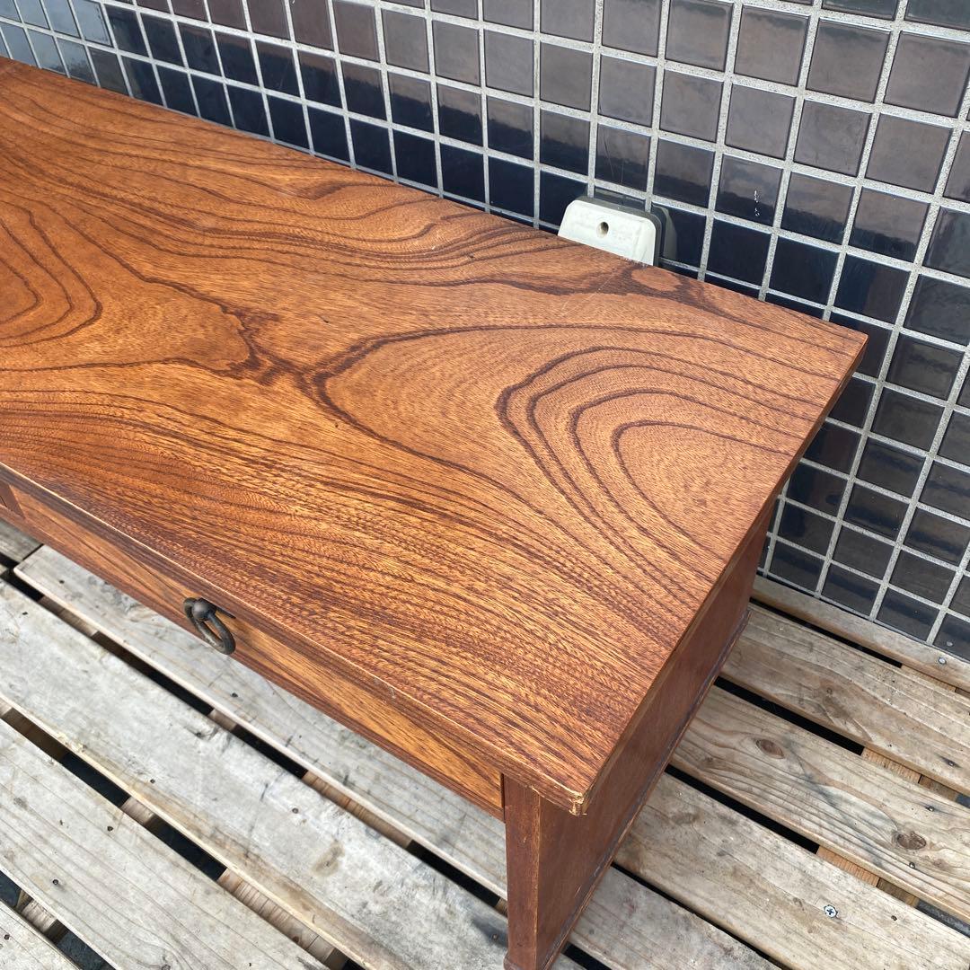 時代物 文机 木製 ローテーブル インテリア 古家具 昭和レトロ 木目 二杯