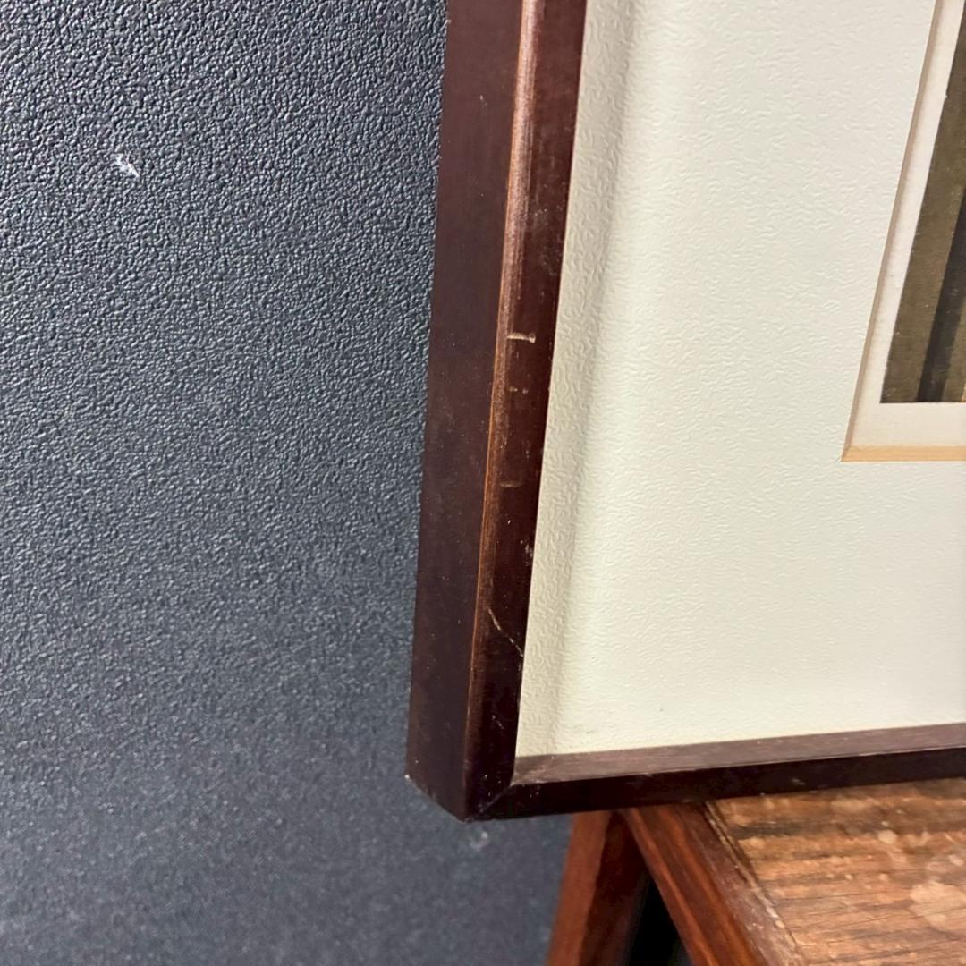 美品 井堂雅夫「三年坂の朝」木版画 直筆サイン入り 1993年 額縁入 京都