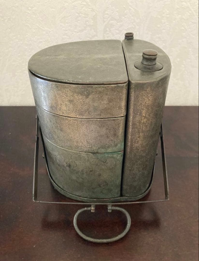 珍品 作家物 銚子 四方木瓜 お弁当箱 骨董 アンティーク雑貨 金属 美術品