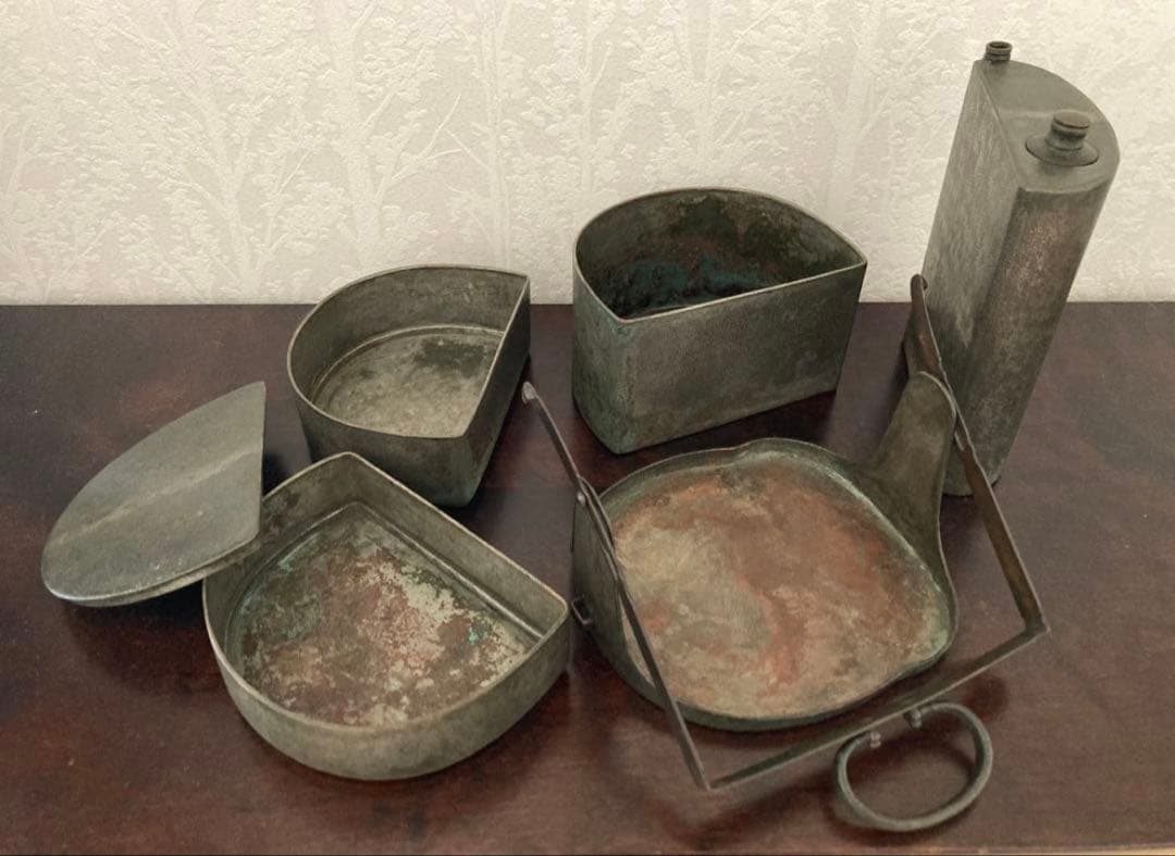 珍品 作家物 銚子 四方木瓜 お弁当箱 骨董 アンティーク雑貨 金属 美術品