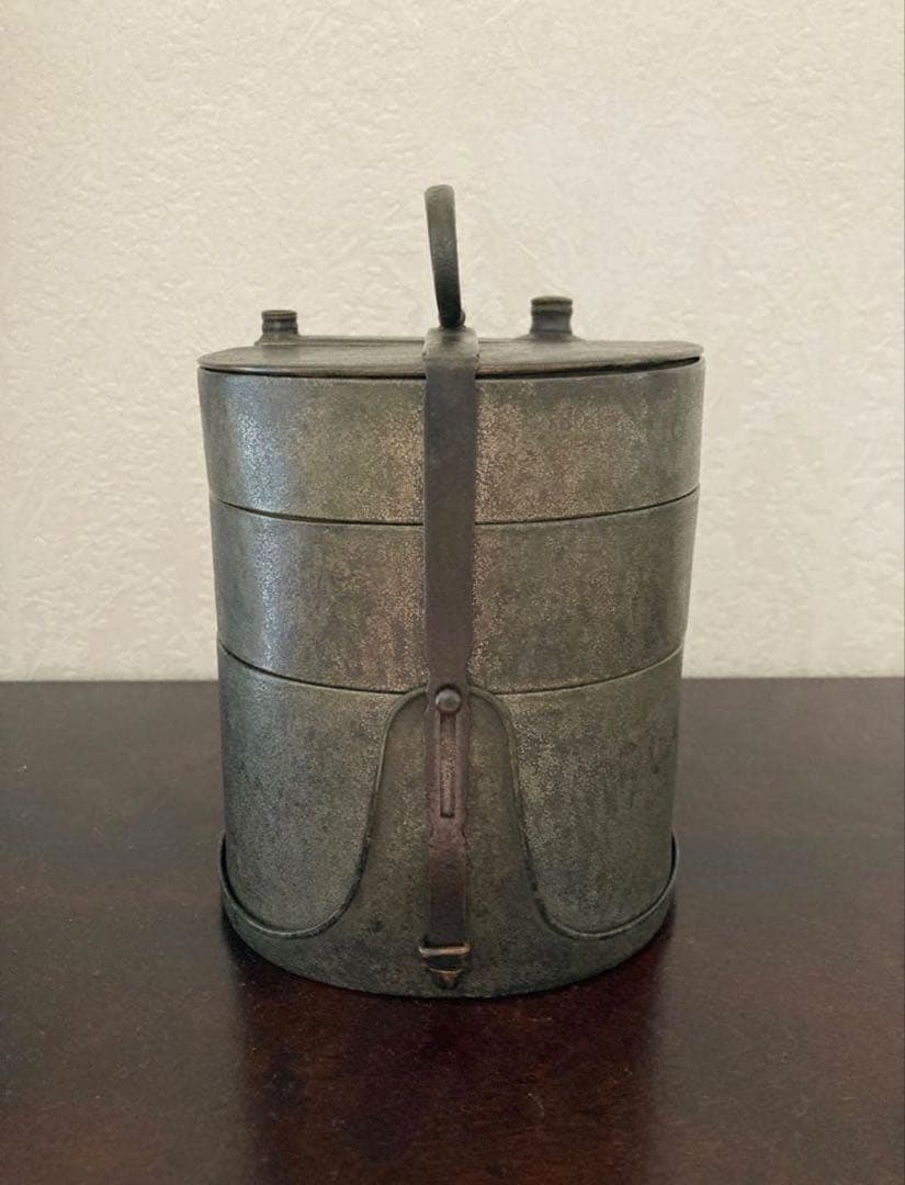 珍品 作家物 銚子 四方木瓜 お弁当箱 骨董 アンティーク雑貨 金属 美術品