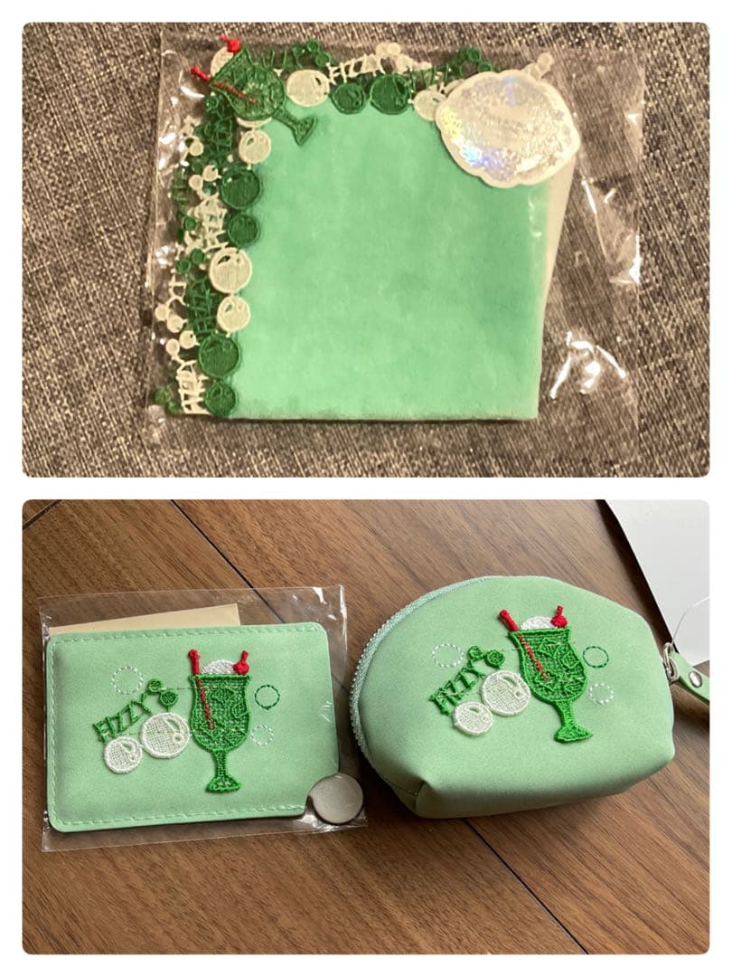 近沢レース　クリームソーダ　 タオルハンカチ　ミラー　キーリングポーチ