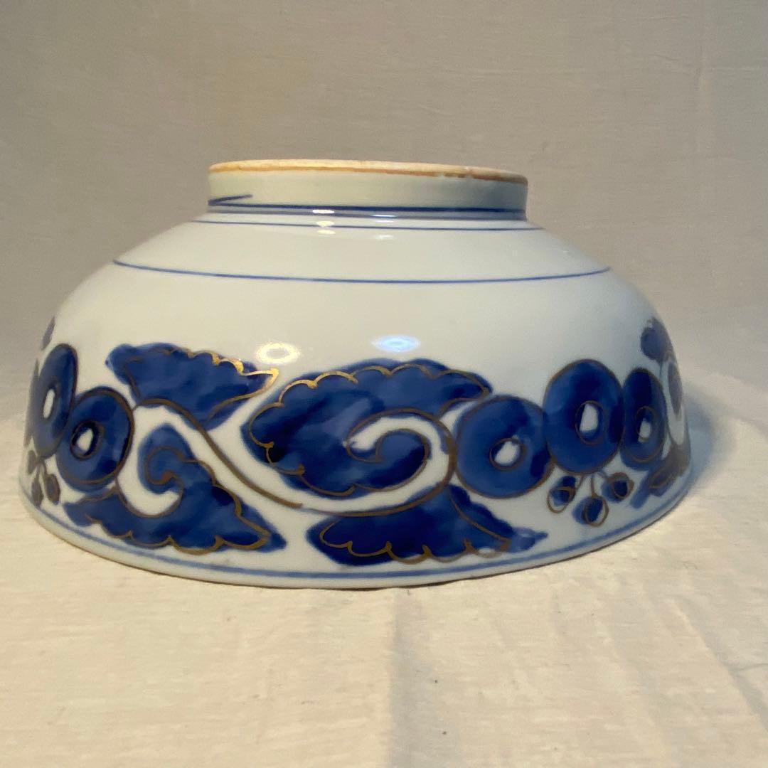 伊万里　古伊万里　大鉢　花鳥の図　染付　金彩