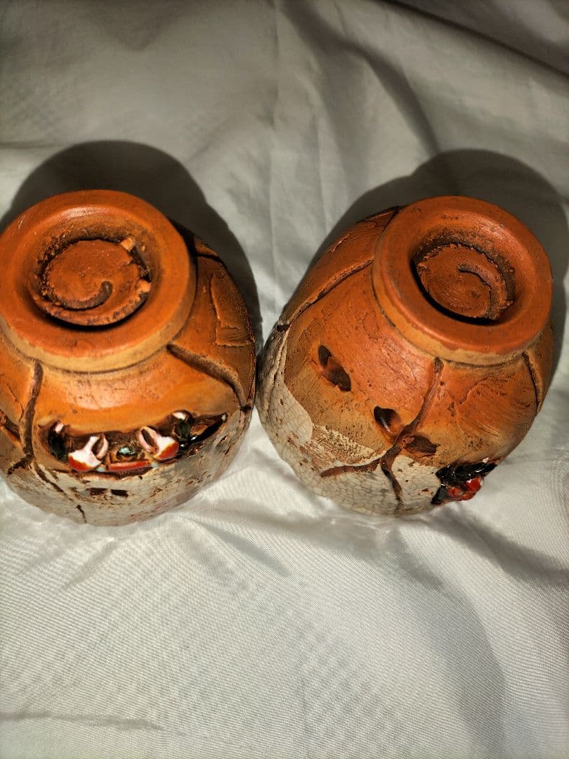 夫婦湯呑み　楽山焼き