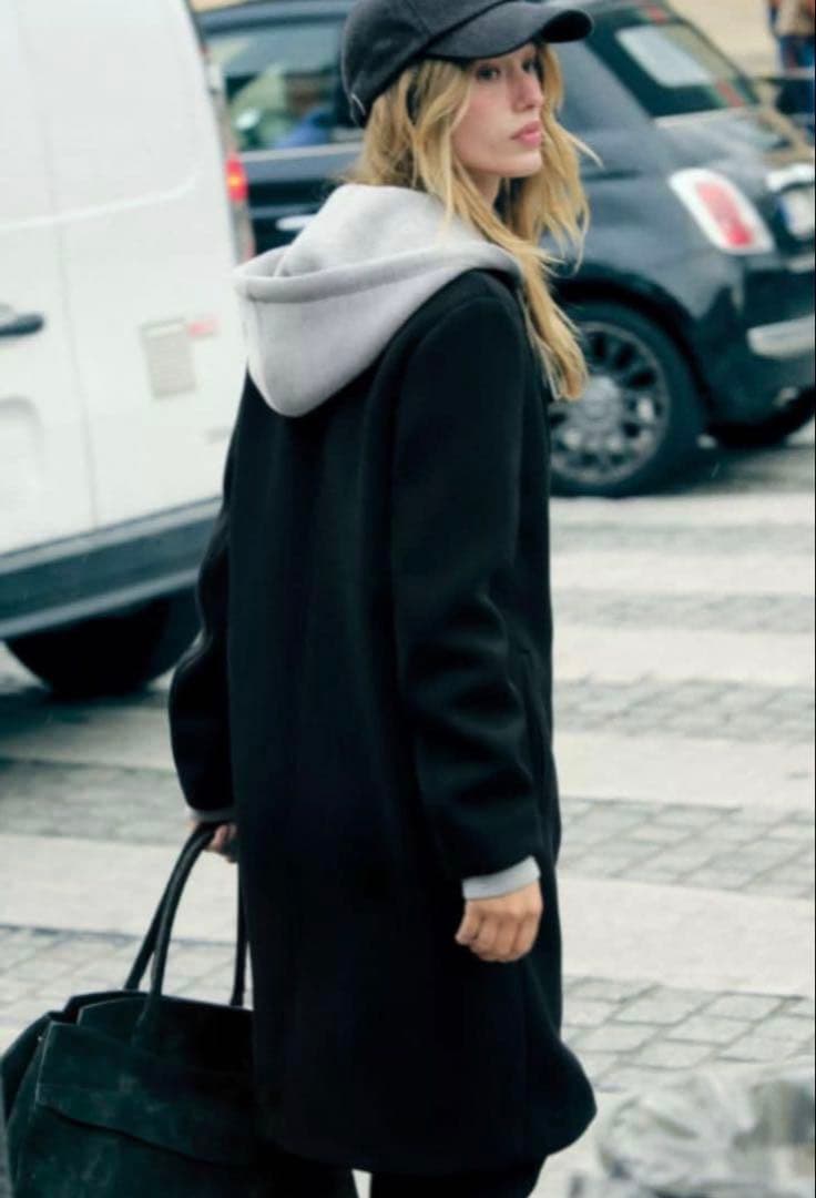 美品⭐︎ZARA デタッチャブルフードコート ロング チェスター コントラストXL