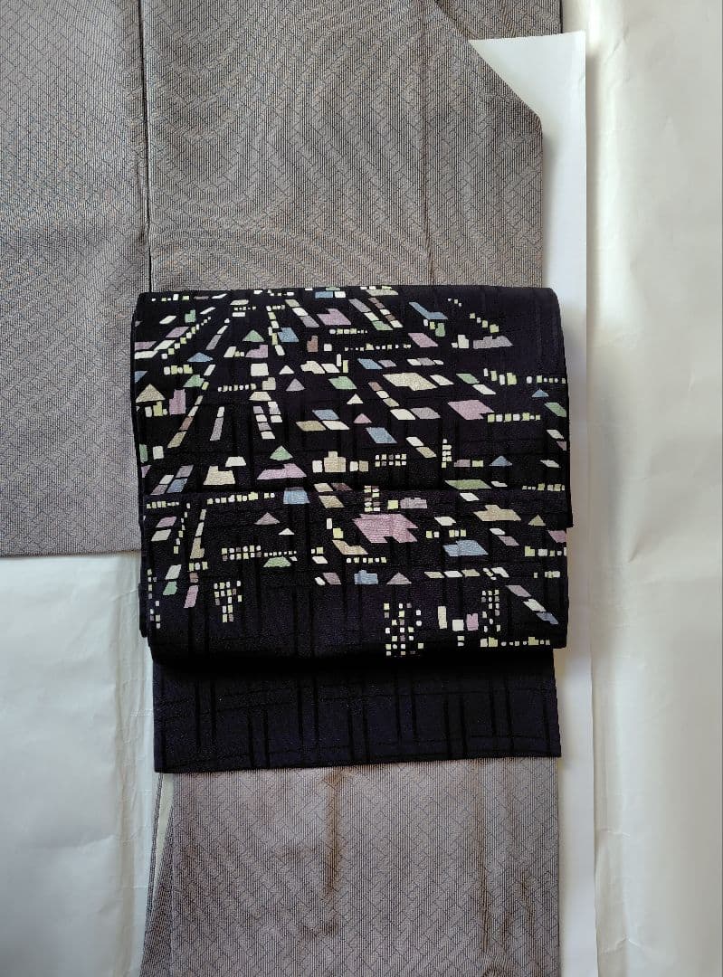 蓄光　夜景柄袋帯　 暗闇で光る