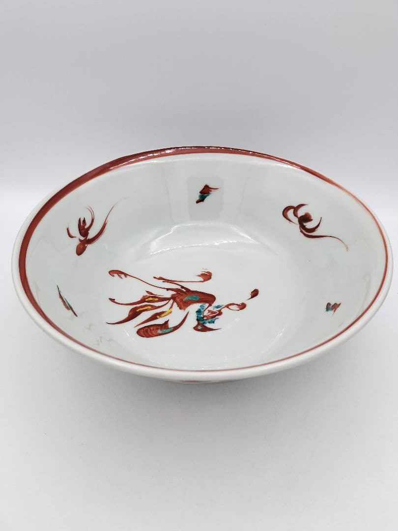 b45 菓子鉢 赤絵鳳凰文 廣永窯 坪島土平 木箱 茶道具 菓子器　古物