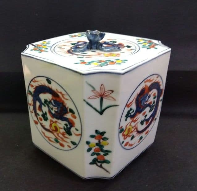 専用 茶道具 水指 染付 角入龍 西村徳泉 京焼 清水焼