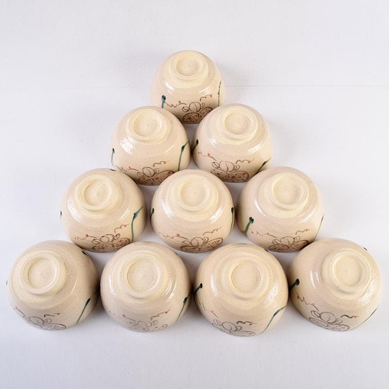 茶道具　山月窯　川本了生造　弥七田織部　数茶碗　十客　共箱　V　R8880B