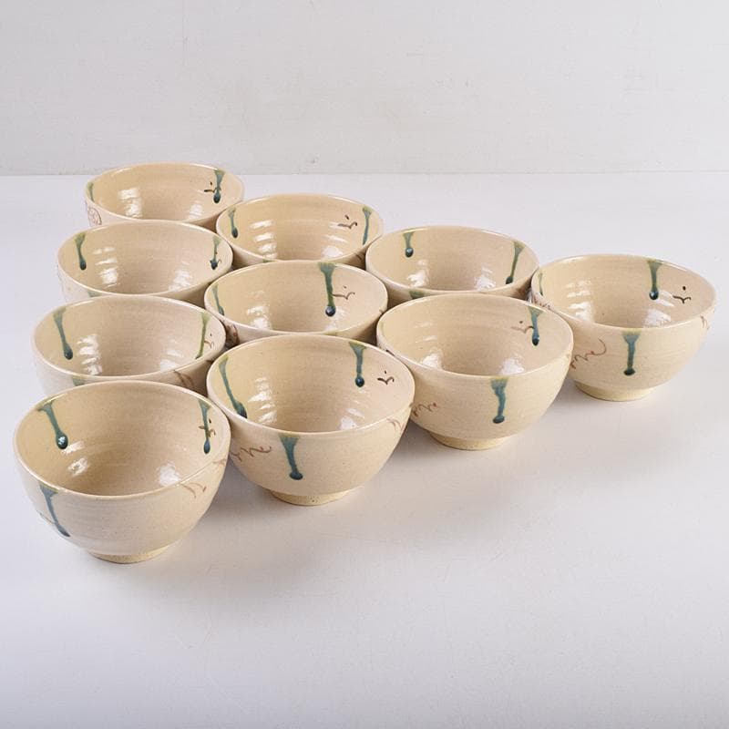 茶道具　山月窯　川本了生造　弥七田織部　数茶碗　十客　共箱　V　R8880B