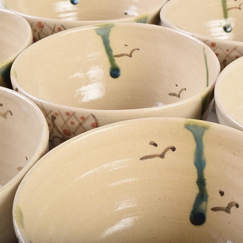 茶道具　山月窯　川本了生造　弥七田織部　数茶碗　十客　共箱　V　R8880B