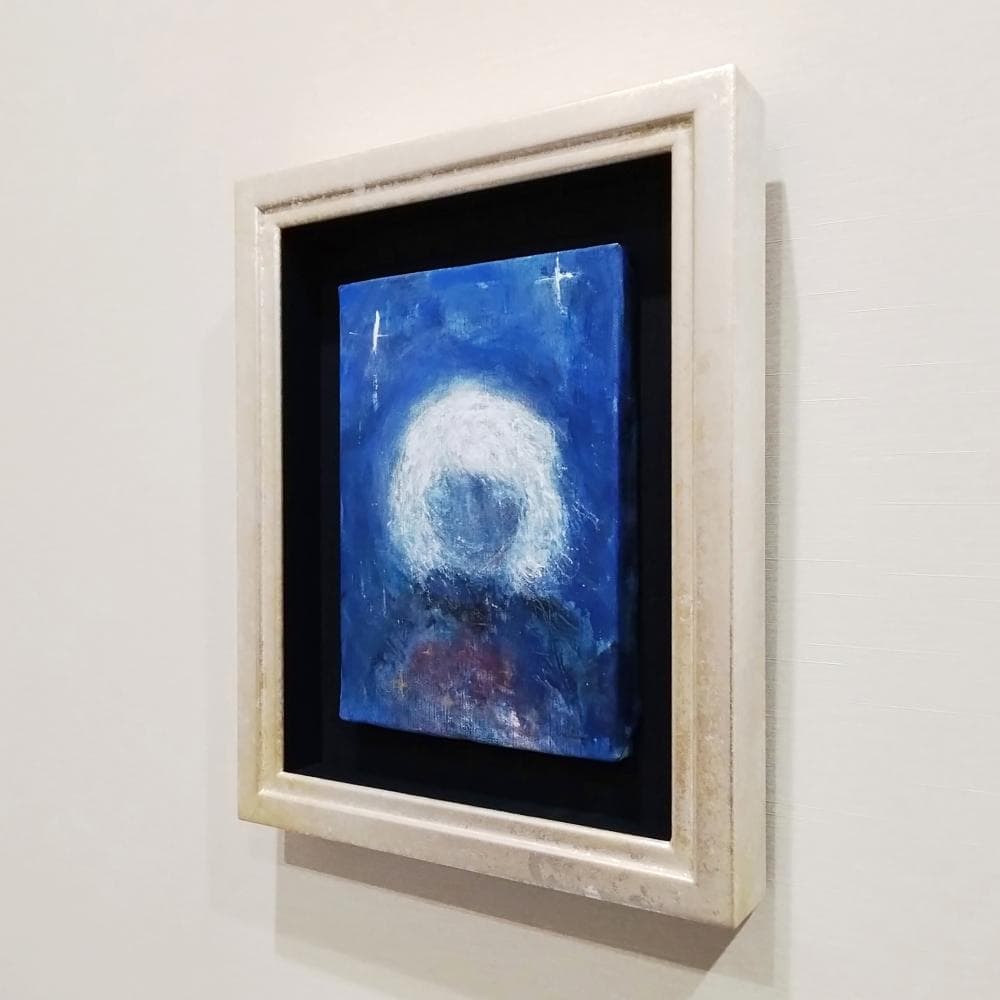 内野隆文　冬の旅　絵画　肖像画　キャンバスにアクリル　サムホール　現代美術　額縁