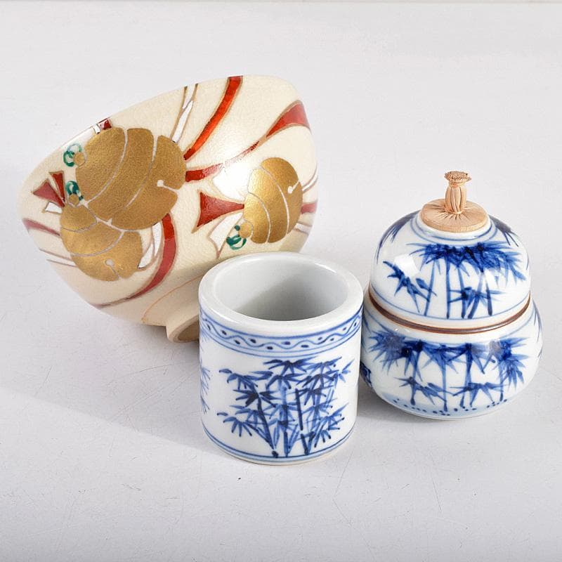 茶道具　利休茶箱　寿楽造　茶碗　西村徳泉造　振出など　七点一式　M　R9321