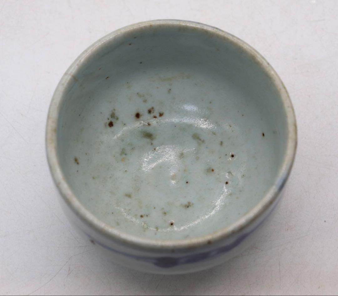 李朝　染付　お碗　木箱入　アンティーク　送料込み1211