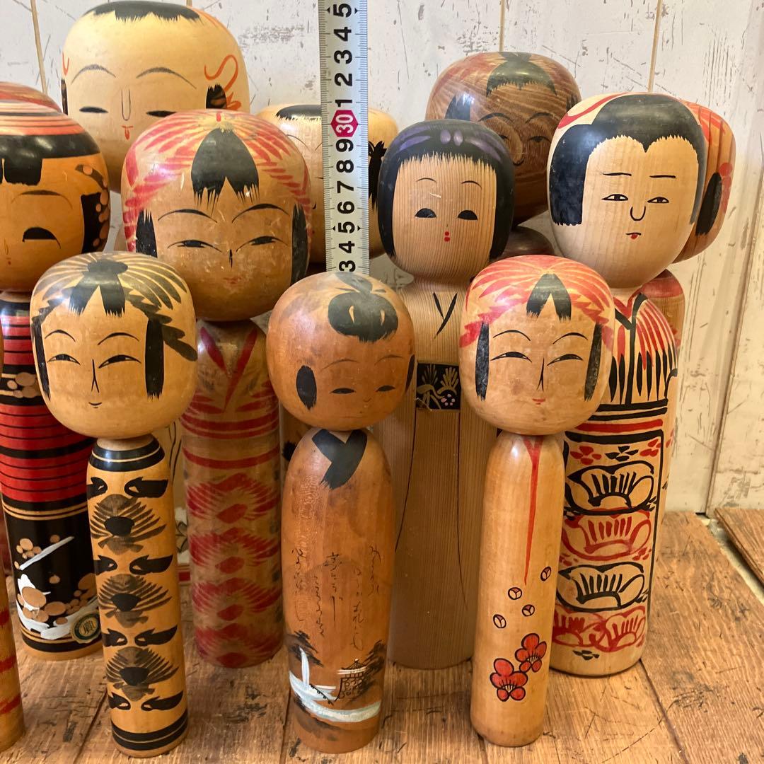 昭和レトロ 木製 こけし 小芥子 14体セット まとめ売り 日本人形 伝統工芸