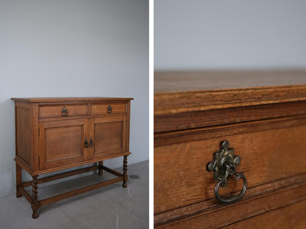 英国アンティーク木製サイドボード/キャビネット/チェスト/テーブル91-22-1