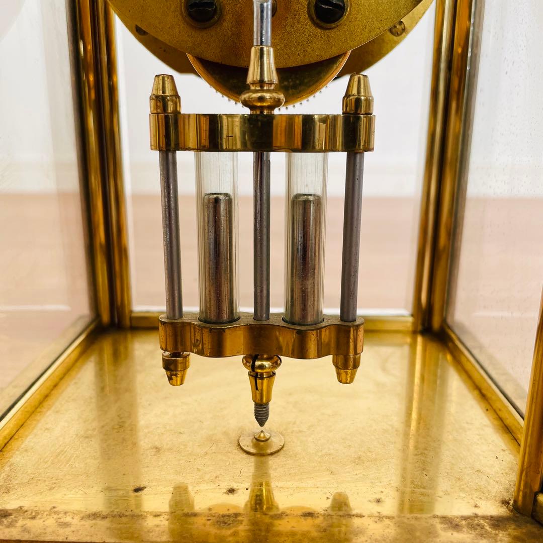 日本美術時計 置時計 Nマーク 四面ガラス ゼンマイ式 アンティーク 昭和レトロ