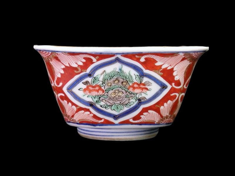 大聖寺伊万里　唐獅子牡丹の図　四方角向付　５客　N1114AS-CZy