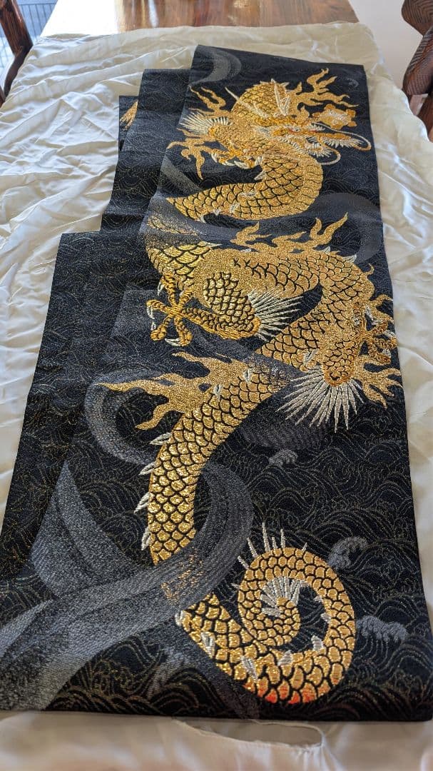 【新品】金色の龍 袋帯 幅31cm•長さ448cm