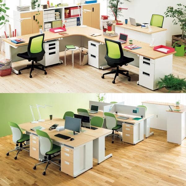 【バラシ/引き取り限定】デスク・サイドチェストセット 木目 【堺市】②