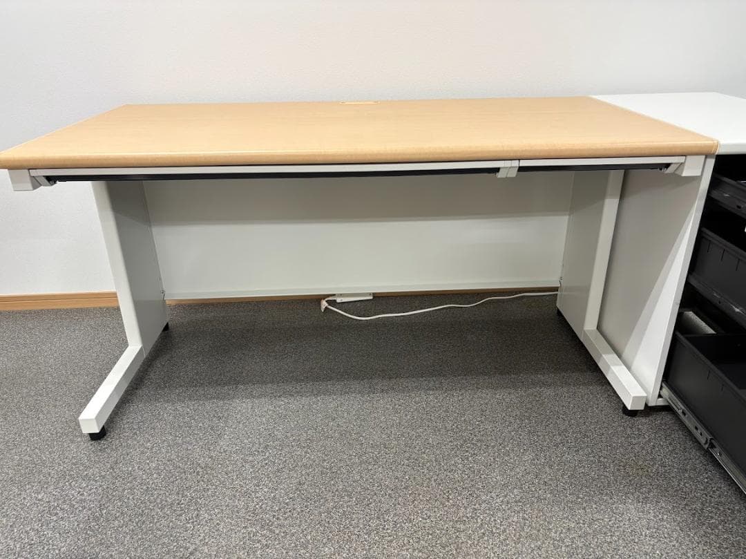 【バラシ/引き取り限定】デスク・サイドチェストセット 木目 【堺市】②