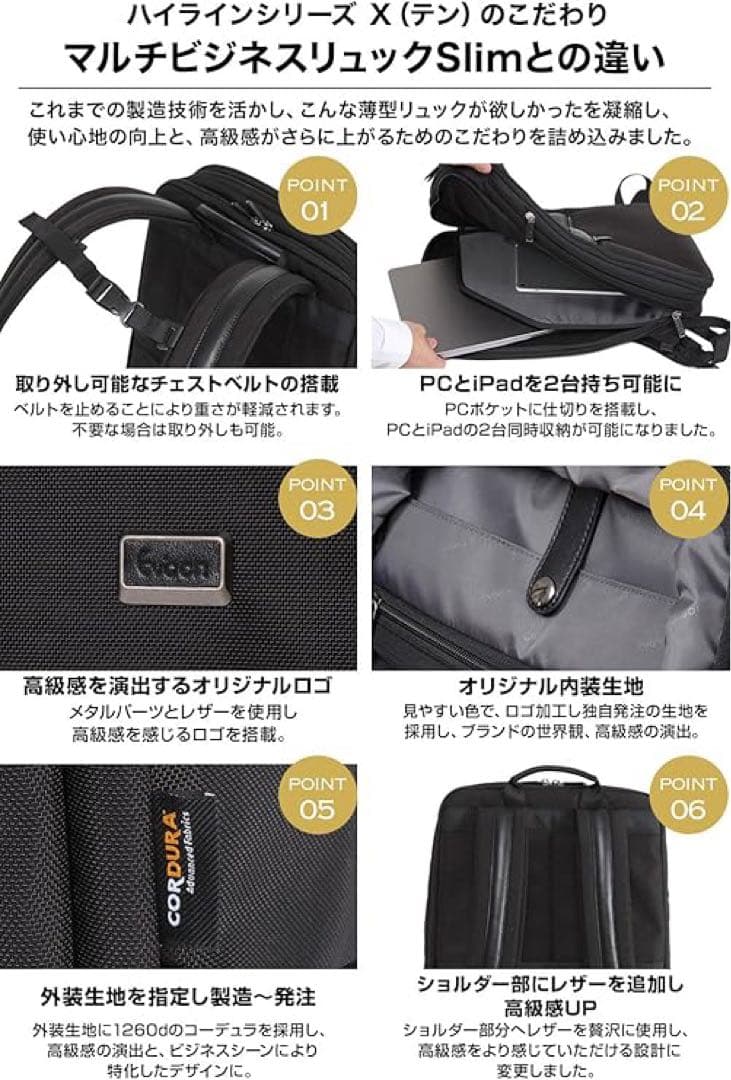 [Evoon] マルチビジネスリュックSlim X 薄型