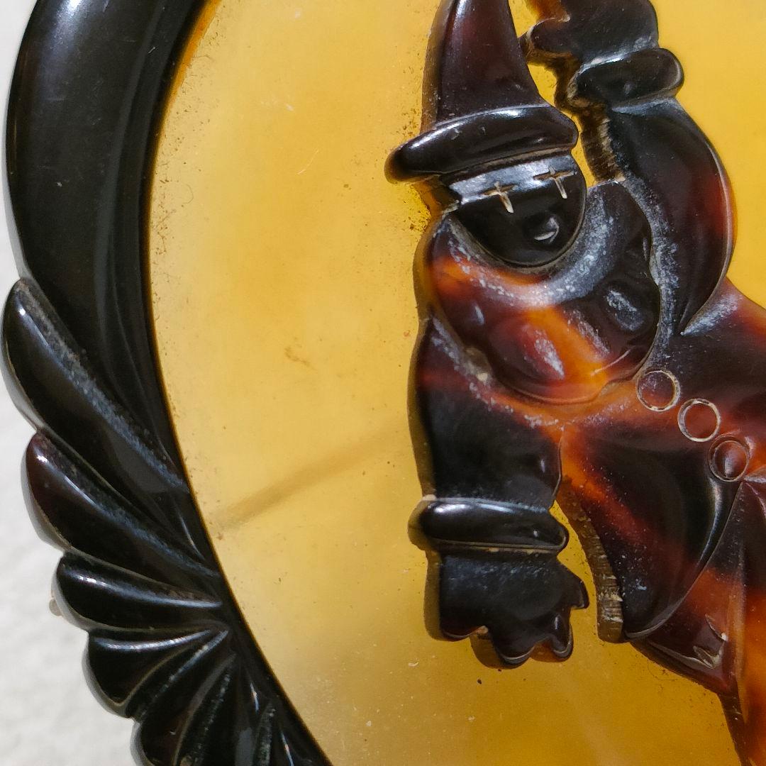 2AG75　本べっ甲鼈甲　ブローチ　ピエロ　美品稀少